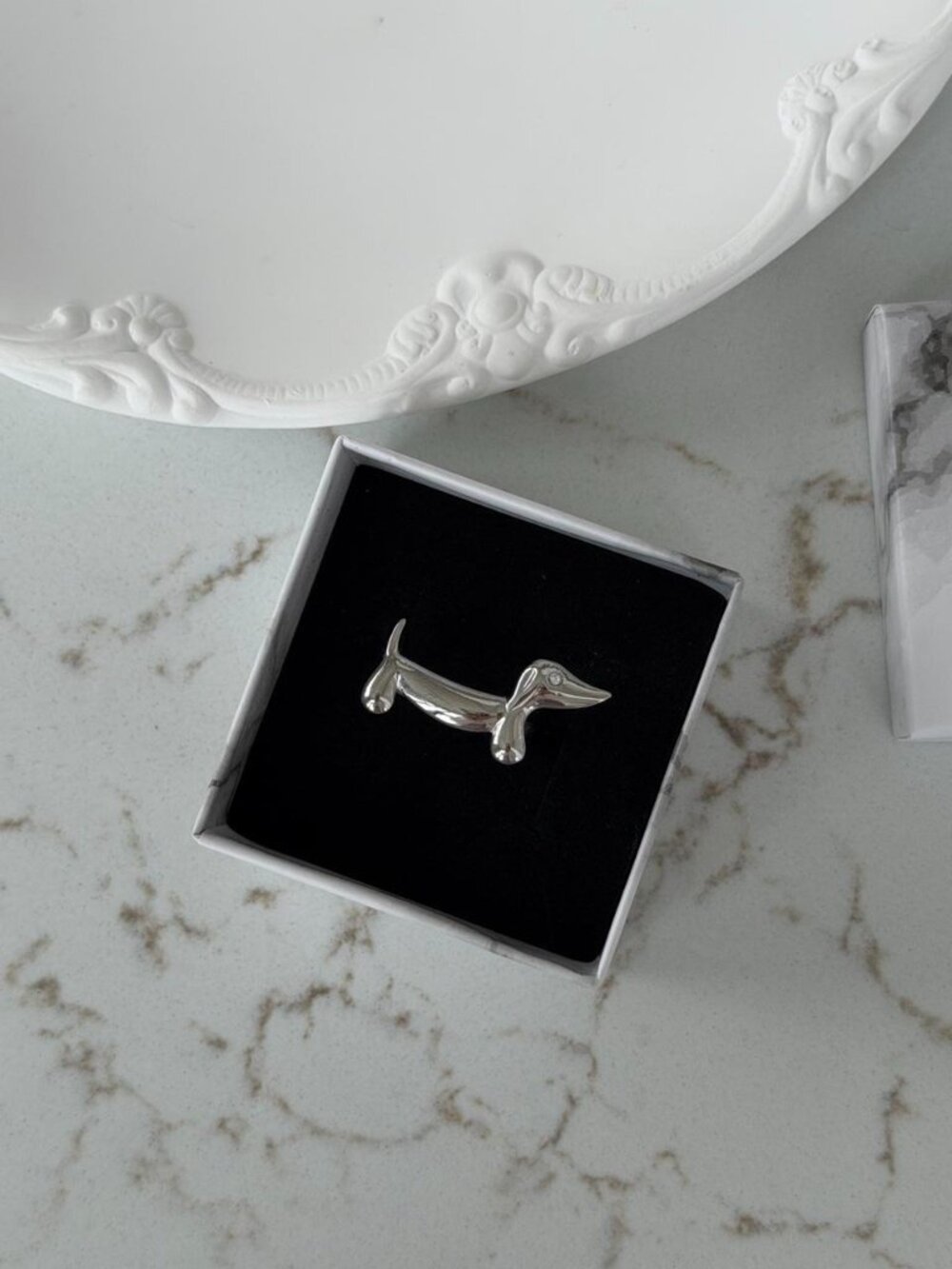 Sku:0625 Silver Dachshund dog ring + gift box Size: adjustable Stainless steel - Picture 2 of 6